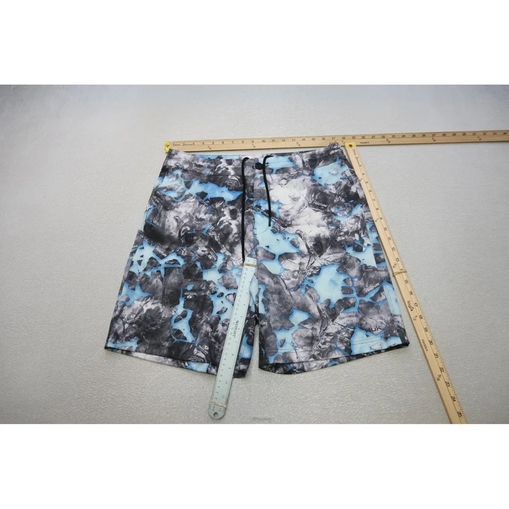 Huk Board Shorts Men 34 Blue Grey Mossy Oak Elements Fracture Camo Excellent